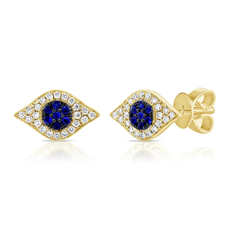 Joelle Pave Diamond & Blue Sapphire Evil Eye Stud Earrings 0.10 cttw Earring's