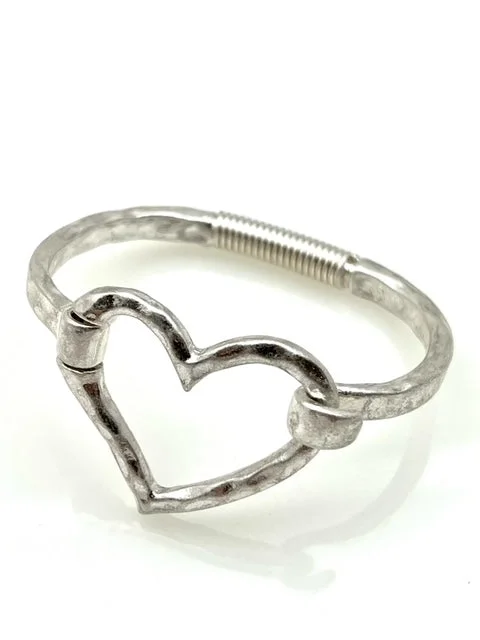 Silver Heart Hinge Bracelet