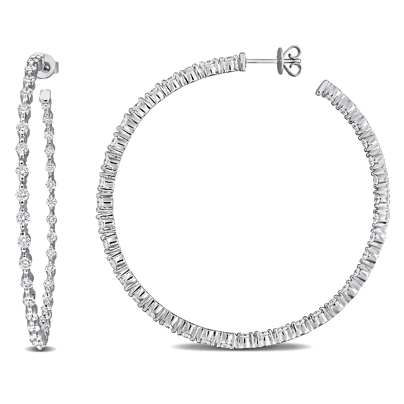 Created Forever 2 3/4ct TDW Lab-Grown Diamond Inside Out Hoop Earrings in 14k White Gold