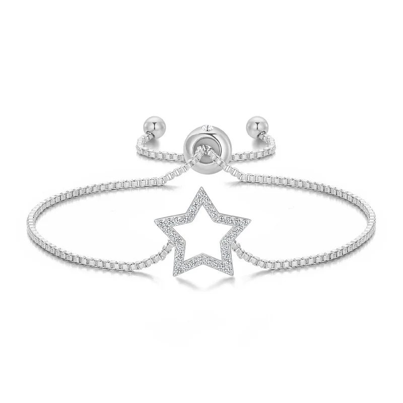 Silver Plated Star Friendship Bracelet Created with Zircondia® Crystals