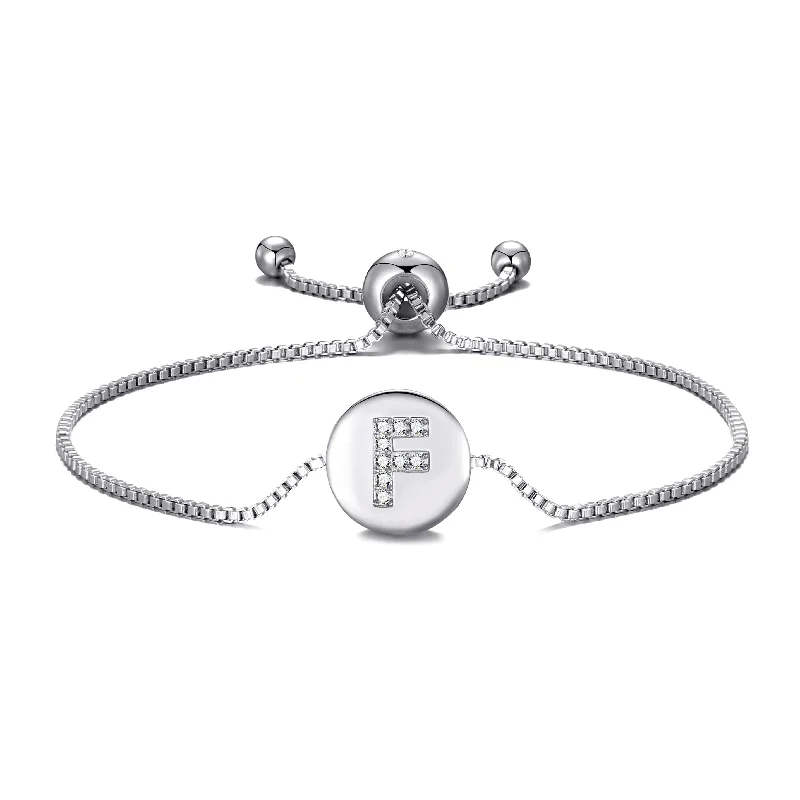 Initial Friendship Bracelet Letter F Created with Zircondia® Crystals