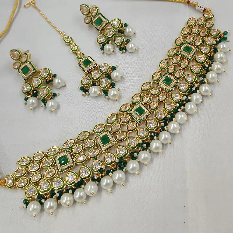 Padmawati Bangles Gold Plated Polki Kundan Stone And Pearls Necklace Set