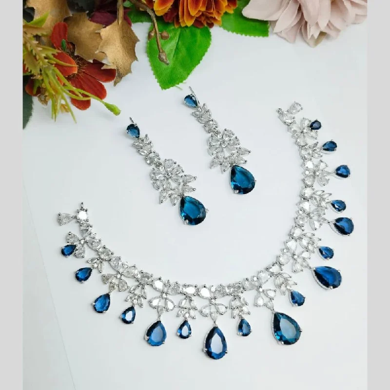 Aamrapali Silver Plated American Diamond Necklace Set