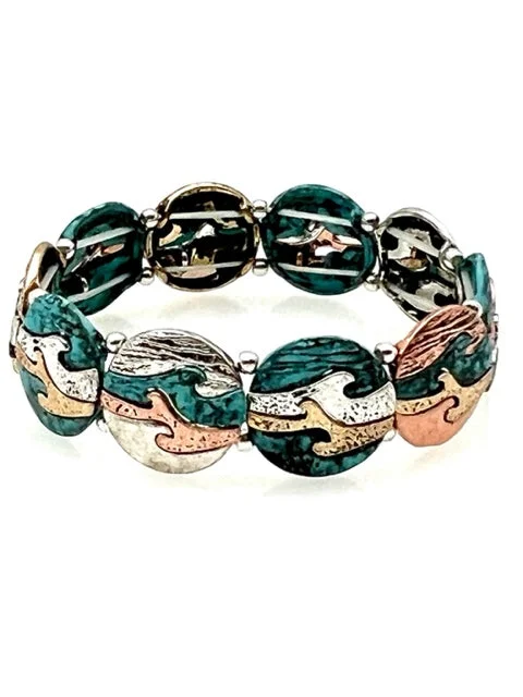 Patina Stretch Bracelet - Ocean Waves