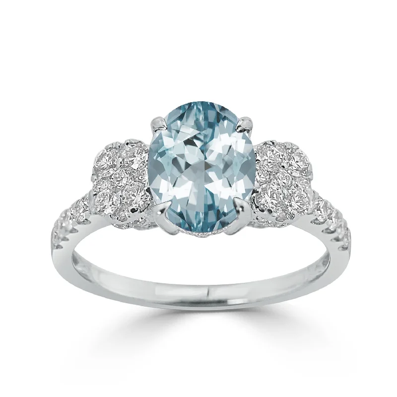 Auriya 1 1/2ct Oval-cut Aquamarine and Diamond Ring 3/4ctw 18K Gold