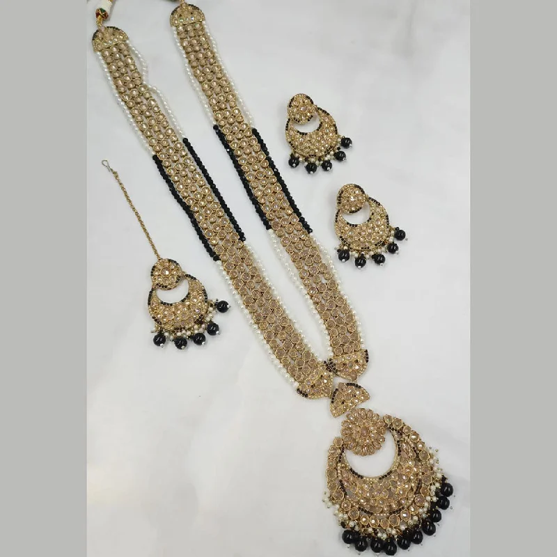 Padmawati Bangles Gold Plated Crystal Stone And Pearls Long Necklace Set