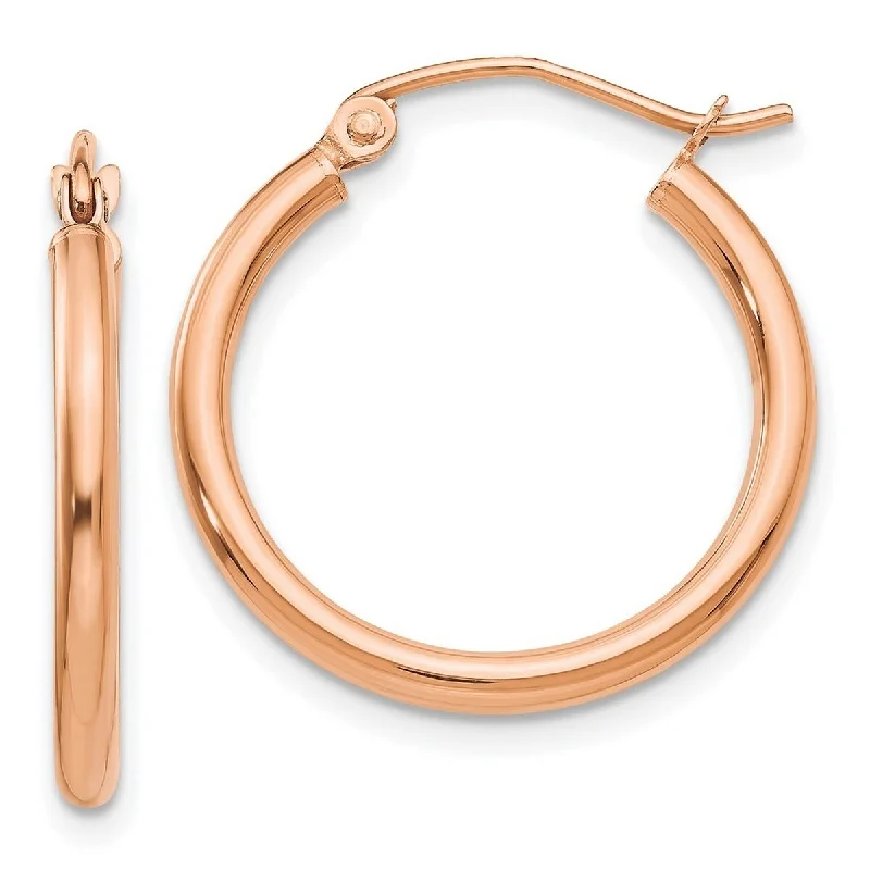 Curata 14k Rose Gold 2x20mm Polished Classic Hoop Earrings