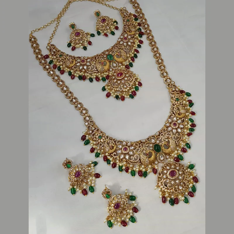 Padmawati Bangles Gold Plated AD And Beads Long Necklace Combo