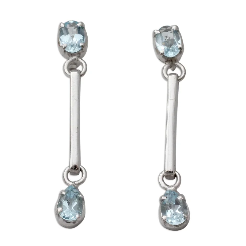 Novica Handmade Blue Junction Topaz Dangle Earrings