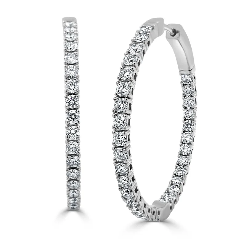 Joelle Diamond Flexible 2.77 CT TDW Oval Hoop Earrings 1.25" 14K White Gold