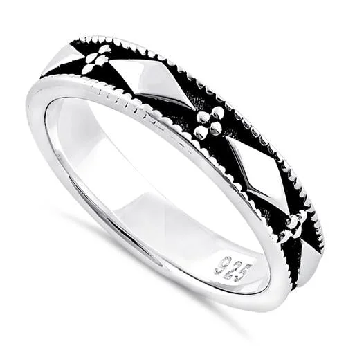 Sterling Silver Bead & Diamond Eternity Band