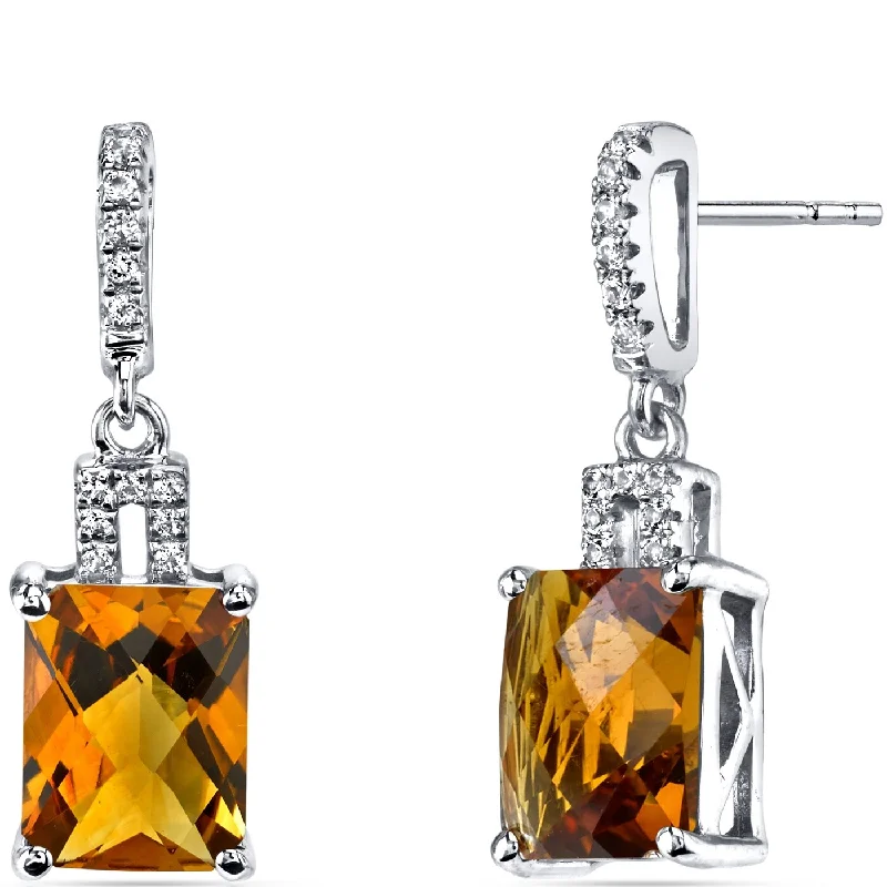 14k White Gold 4.26 ct Citrine Stud Earrings