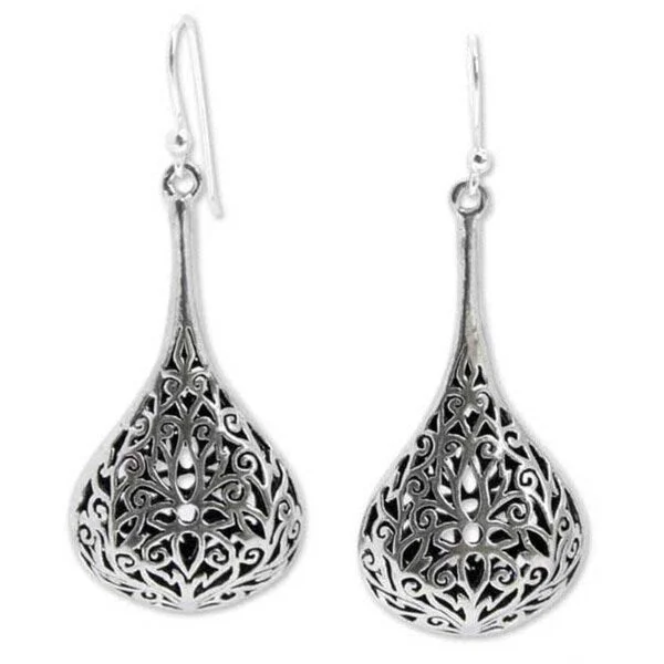 Handmade Sterling Silver 'Filigree' Dangle Earrings (Thailand)