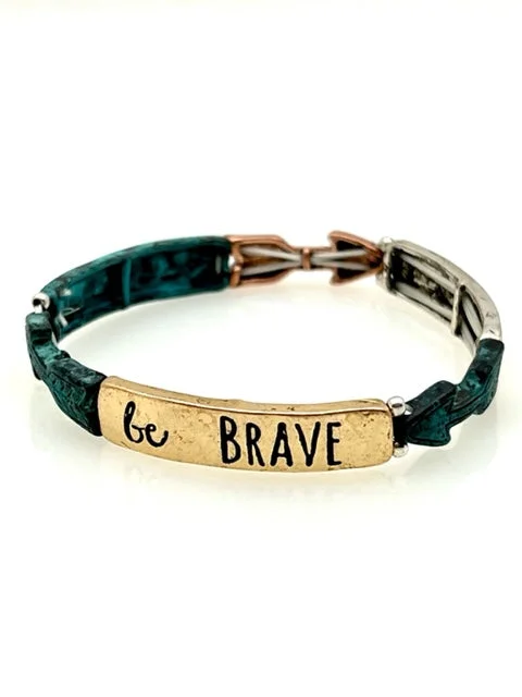 Patina Stretch Bracelet - Be BRAVE Arrow