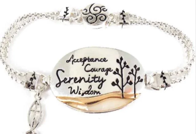 Silver Inspirational Magnet Closure Bracelet - Serenity