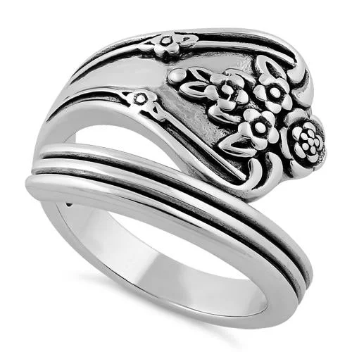 Sterling Silver Flowers Spoon Ring