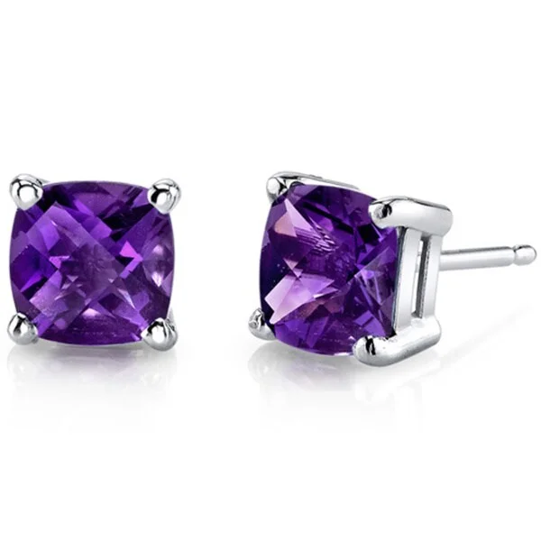 Oravo 14k White Gold Cushion-cut Gemstone Stud Earrings