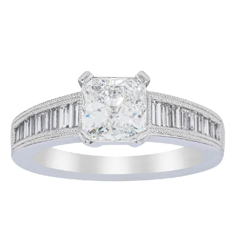 18ct White Gold 1.50ct Radiant Cut Diamond Ring