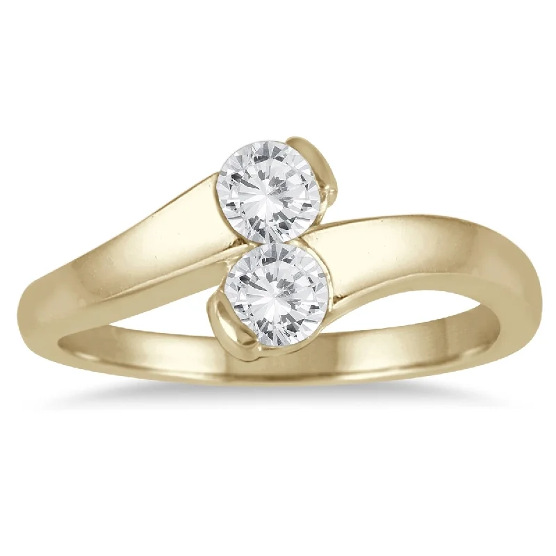 Marquee 1/2 Carat TW Two Stone Diamond Ring in 14K Yellow Gold