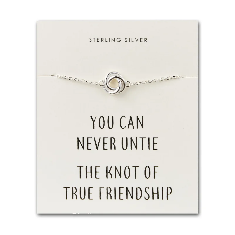 Sterling Silver Friendship Quote Knot Bracelet