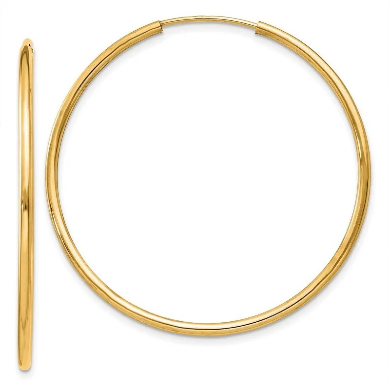 Curata 14k Yellow Gold 1.5x36mm Polished Round Endless Hoop Earrings