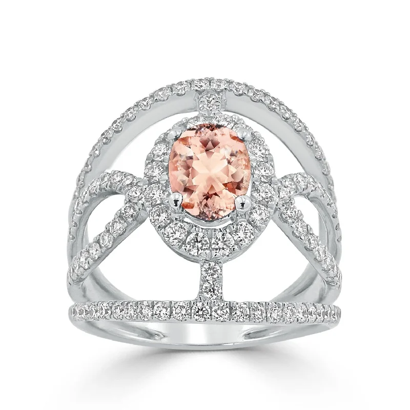 Auriya Modern 5/8ct Oval-cut Morganite and Diamond Ring 1ctw 18K Gold