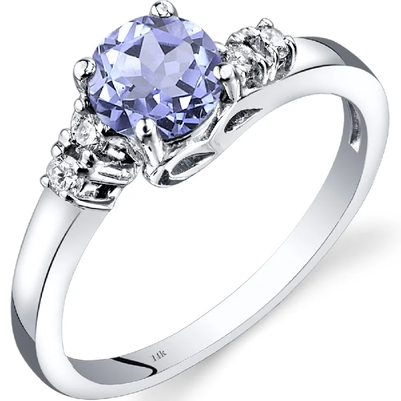 14k White Gold 0.75ct Tanzanite and Diamond Ring