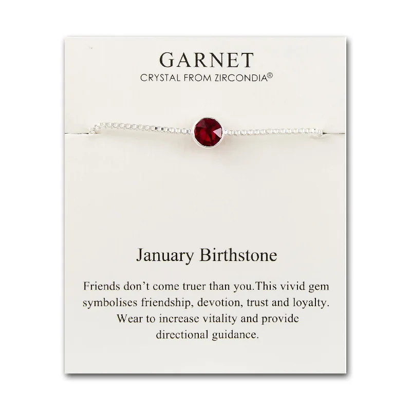 January (Garnet) Birthstone Bracelet Created with Zircondia® Crystals