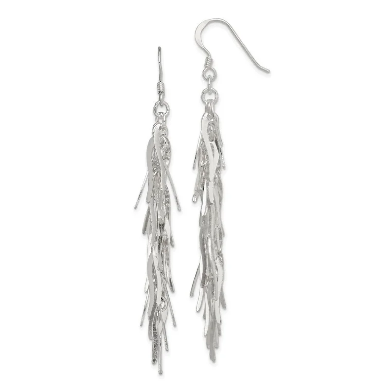 Curata 925 Sterling Silver Dangle Polished Feathered Boho Hook Earrings (15mm x 78mm)