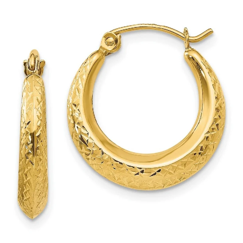 Curata 14k Yellow Gold Textured Hoop Earrings - 19x18mm