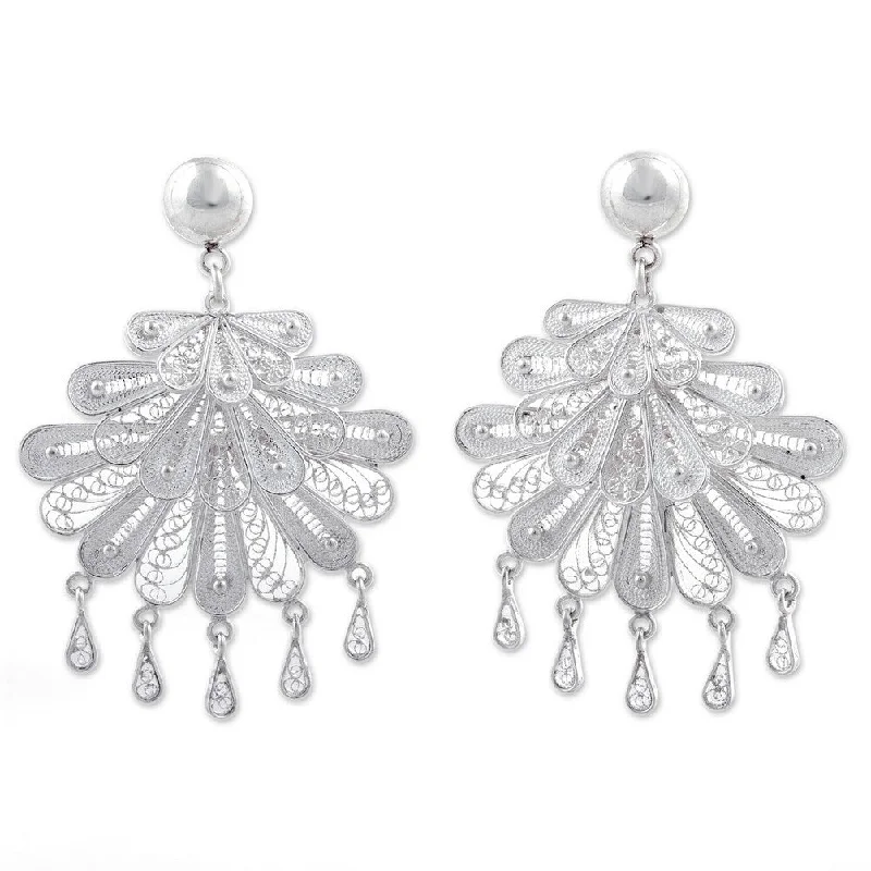 Novica Handmade Silver Dance Silver Chandelier Earrings