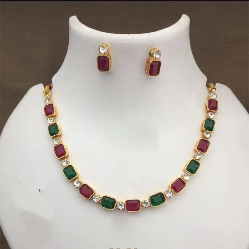 Palak Art Gold Plated Crystal Stone Necklace Set