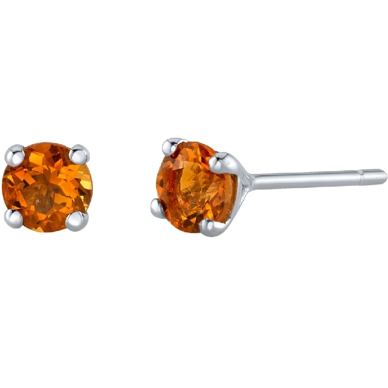 14k Gold 4mm Round Citrine Solitaire Stud Earrings