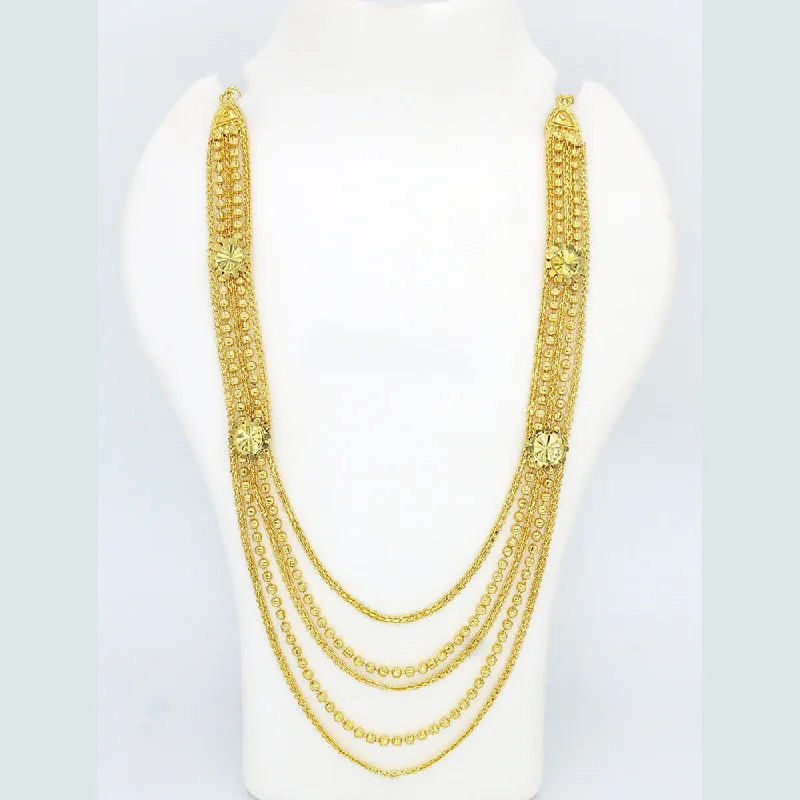 Mahavir Forming Look Gold Plated Long Necklace