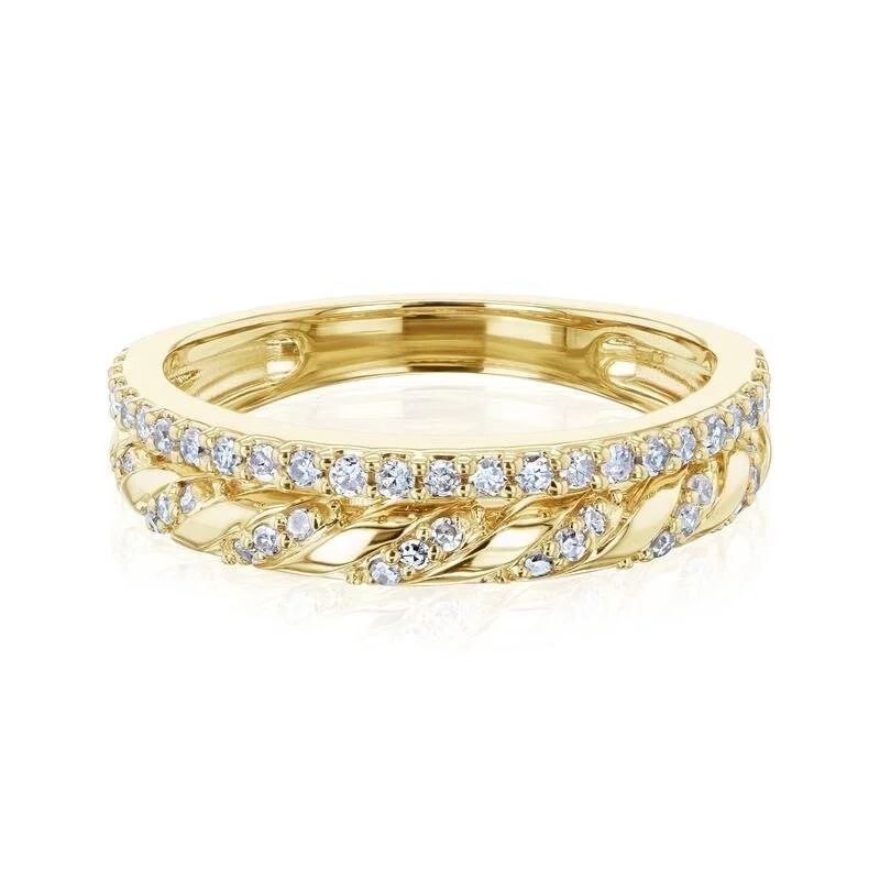 Annello by Kobelli Kiki 10k Yellow Gold Twist Pavé Dual Row Diamond Ring (HI/I)