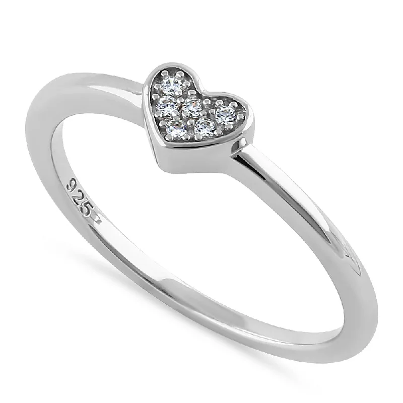 Sterling Silver Elegant Heart Cluster Clear CZ Ring