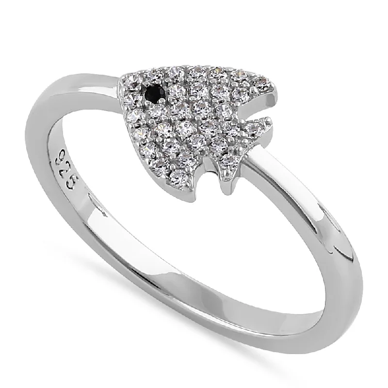 Sterling Silver CZ Fish Ring