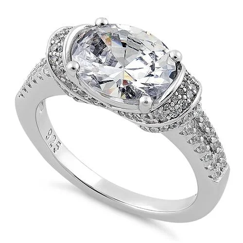 Sterling Silver Extravagant Oval CZ Ring