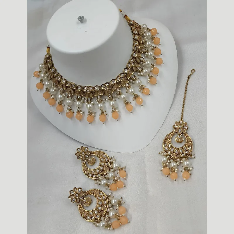 Padmawati Bangles Gold Plated Polki Kundan Stone And Pearls Necklace Set