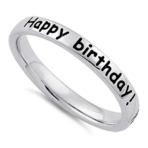 Sterling Silver "Happy Birthday! Wishing you all the best!" Ring