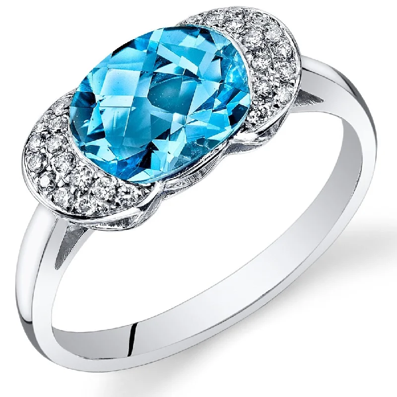 14k White Gold 2.1ct Swiss Blue Topaz and Diamond Ring