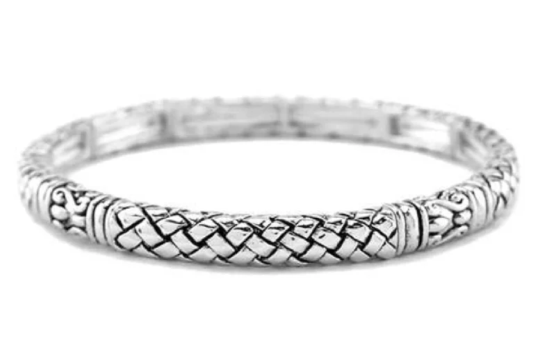 Silver Stretch Bracelet with Braid design