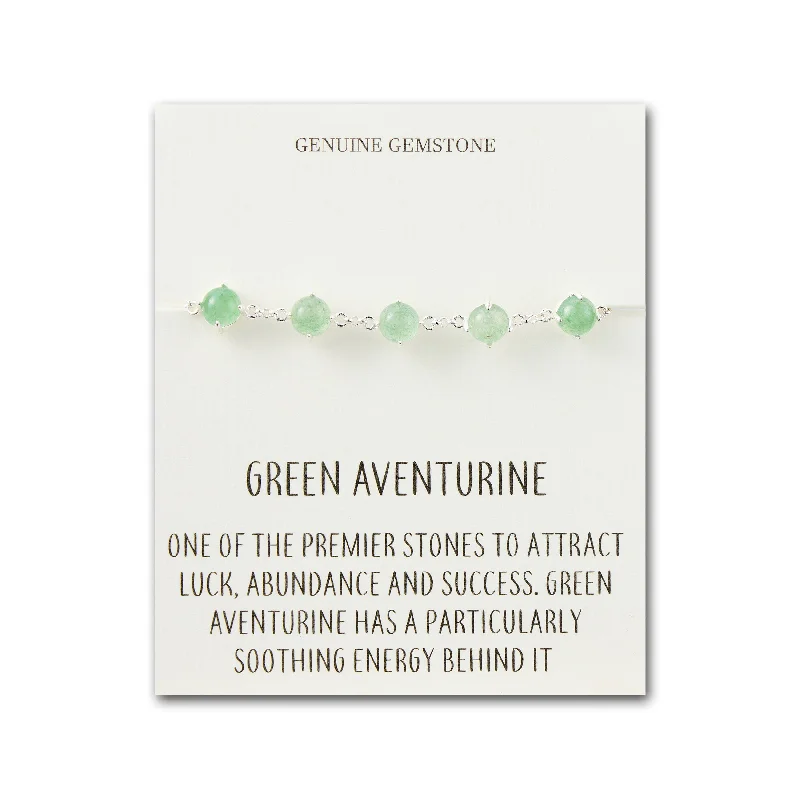 Green Aventurine Gemstone Bracelet with Quote Card