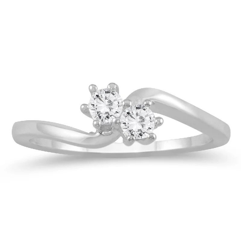 Marquee 1/4 Carat TW Two Stone Diamond Ring in 10K White Gold