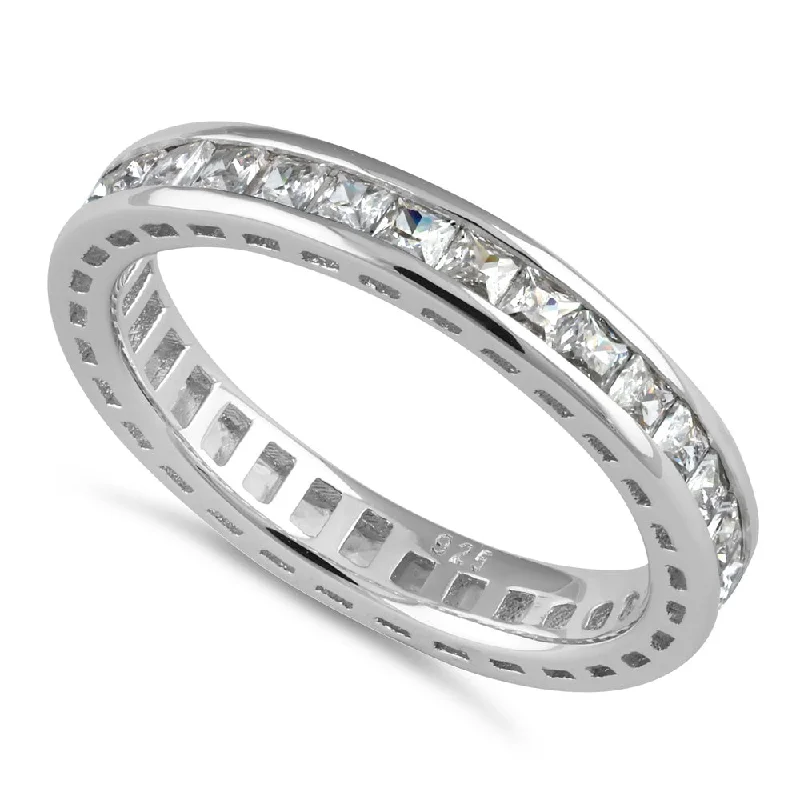 Sterling Silver Princess-Cut CZ Eternity Ring