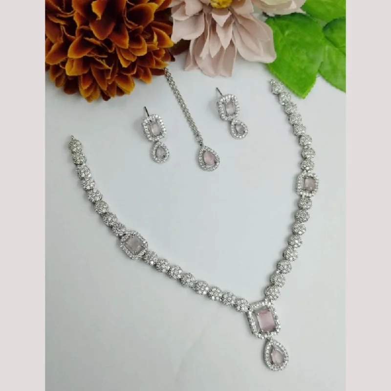 Aamrapali Silver Plated American Diamond Necklace Set