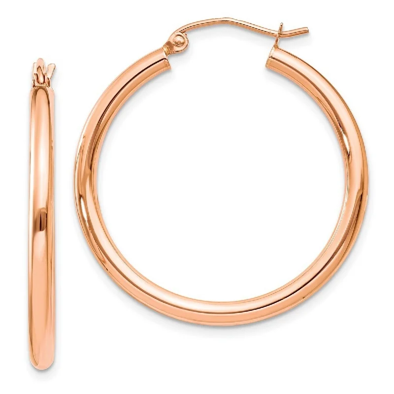 Curata 14k Rose Gold 2.5x30mm Polished Hoop Earrings