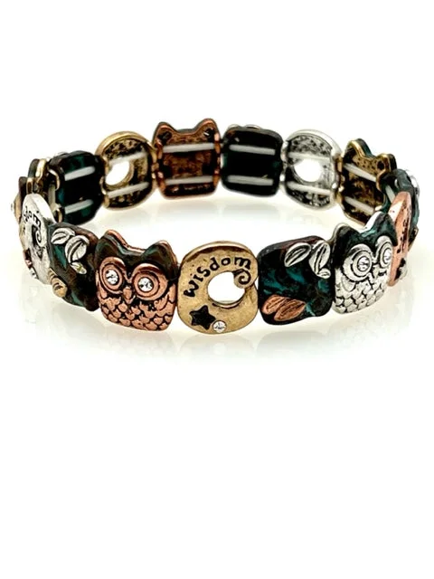 Patina Stretch Bracelet - WISDOM Owl