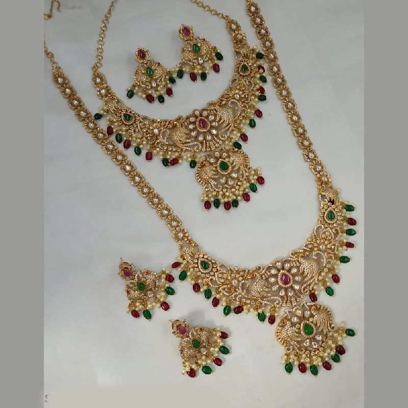 Padmawati Bangles Gold Plated AD And Beads Long Necklace Combo