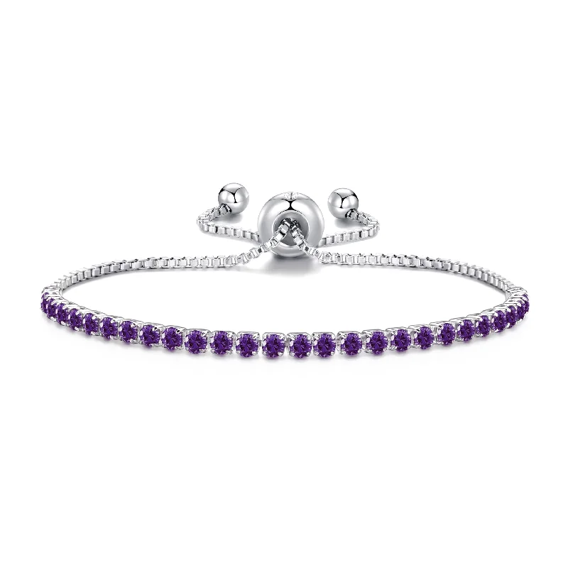 Purple Tennis Friendship Bracelet Created with Zircondia® Crystals